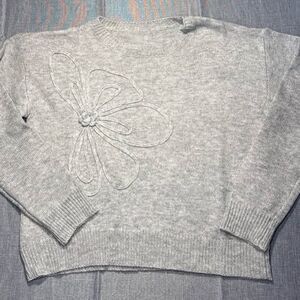 Daisy Knit Cropped Sweater Top, Small